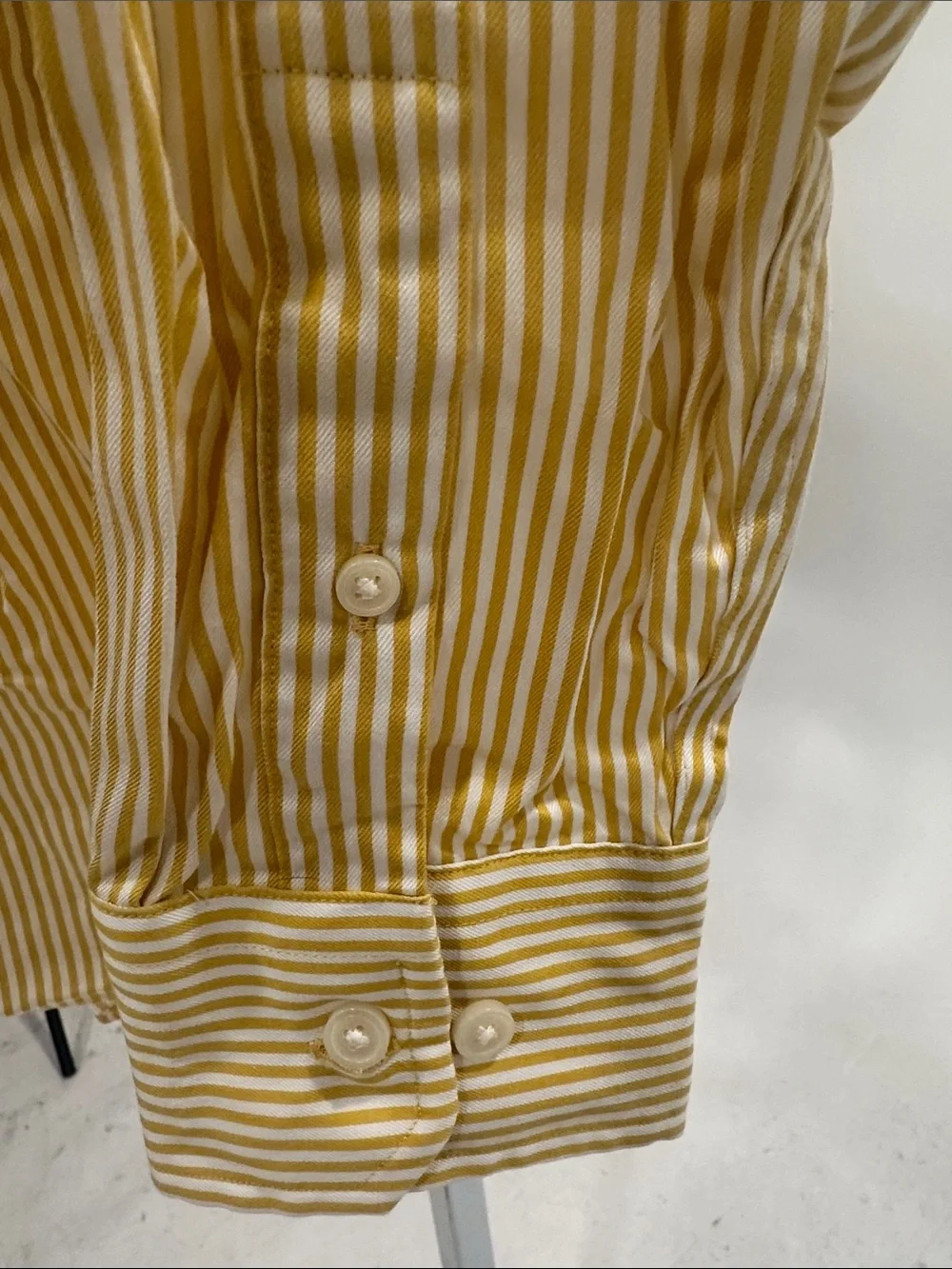 Banana Republic Men’s Yellow and White Striped Dress Shirt